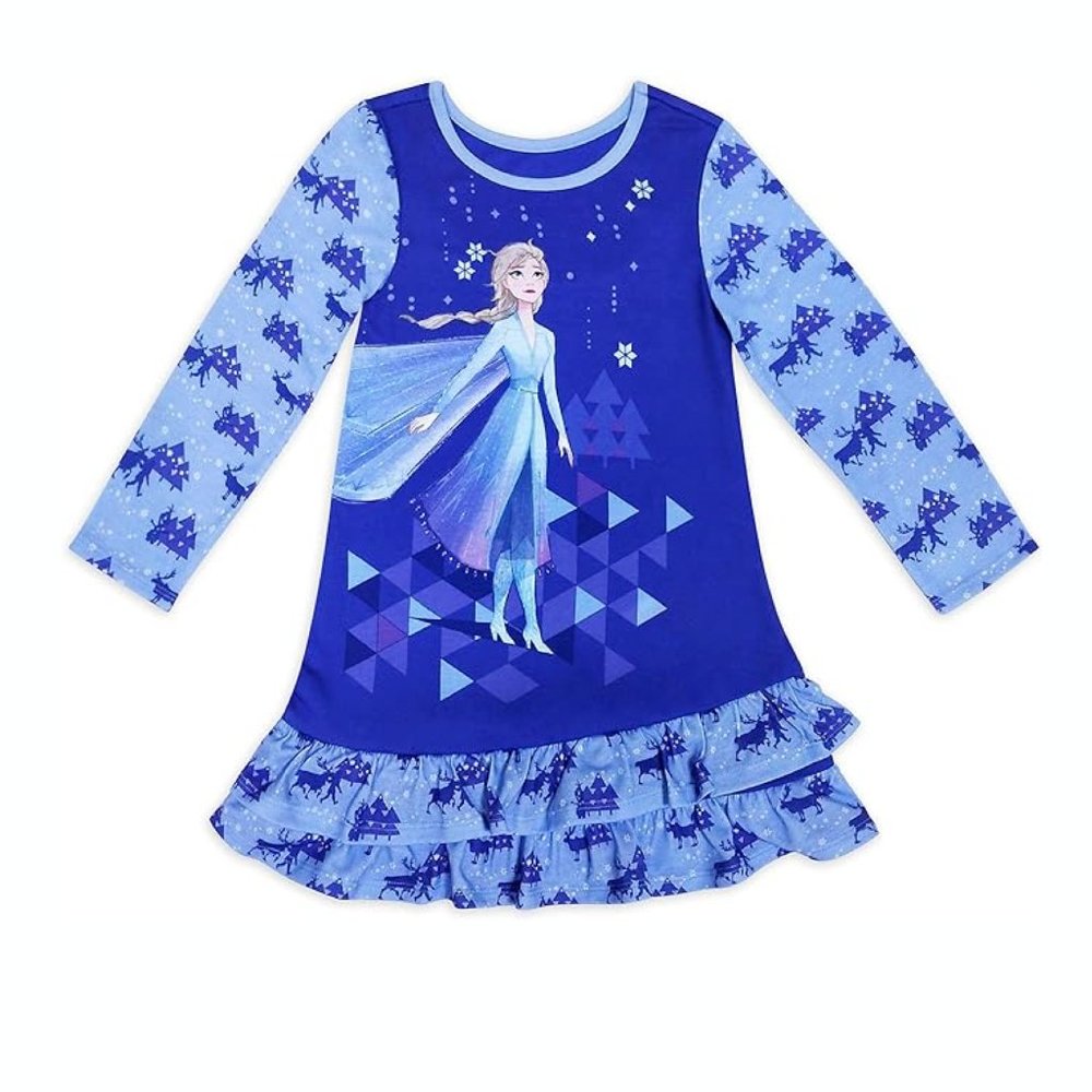 Disney Elsa Nightshirt Girls Long Sleeve Nightgown – Frozen 2 - Picture 1 of 3